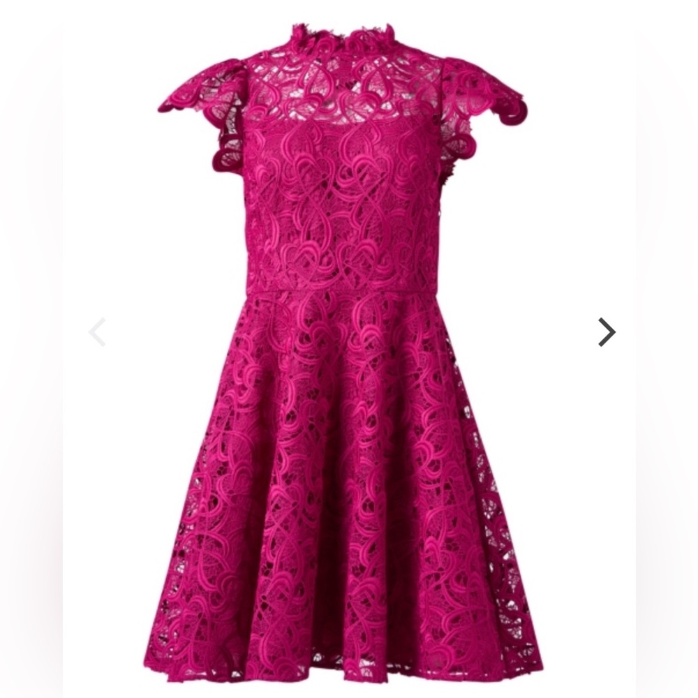 Shoshanna Everlie Mock-Neck Heart Lace Mini Dress
